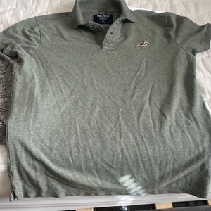 Hollister Men's Polo Shirt in Sage Green